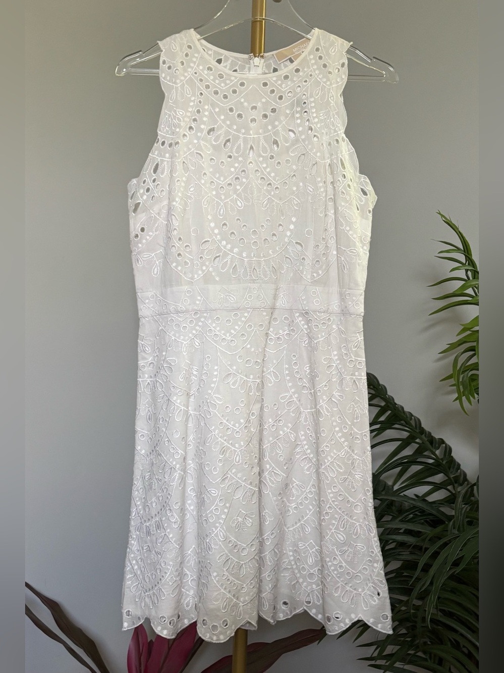 Michael Kors White Eyelet Cotton Dress NWT - Picture 3 of 16